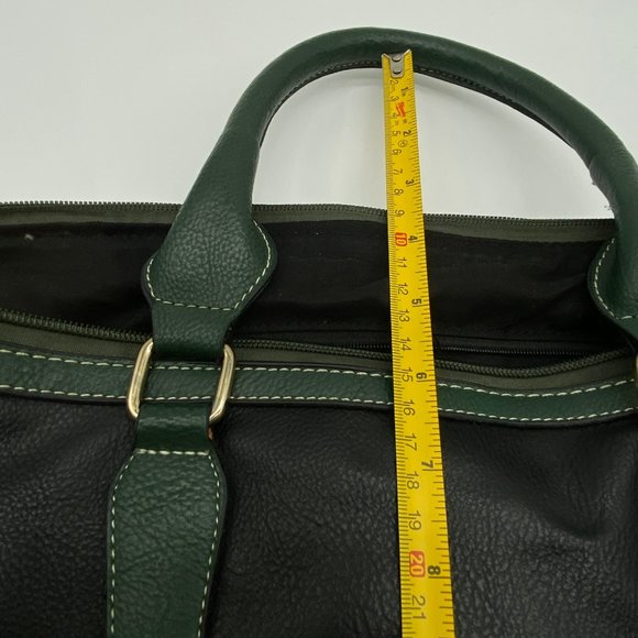 Black Rivet 17" Tote Bag w Should Strap Green Brown Black Handbag Satchel - Picture 8 of 13